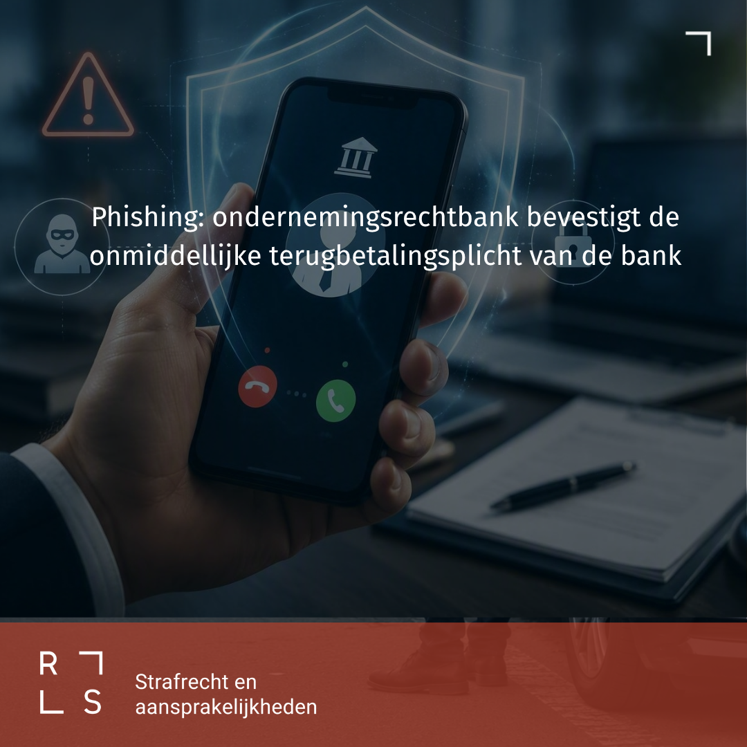 Smartphone met verdachte bankoproep en digitaal beschermschild als illustratie van phishingfraude, cyberveiligheid en juridische bescherming van slachtoffers.